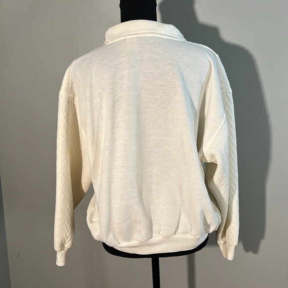 Vintage Ivory Geometric Polo Neck Sweater - Picture 4 of 5